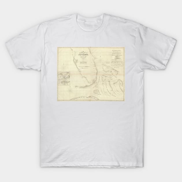 Vintage Map of Florida and The Bahamas (1827) T-Shirt by Bravuramedia